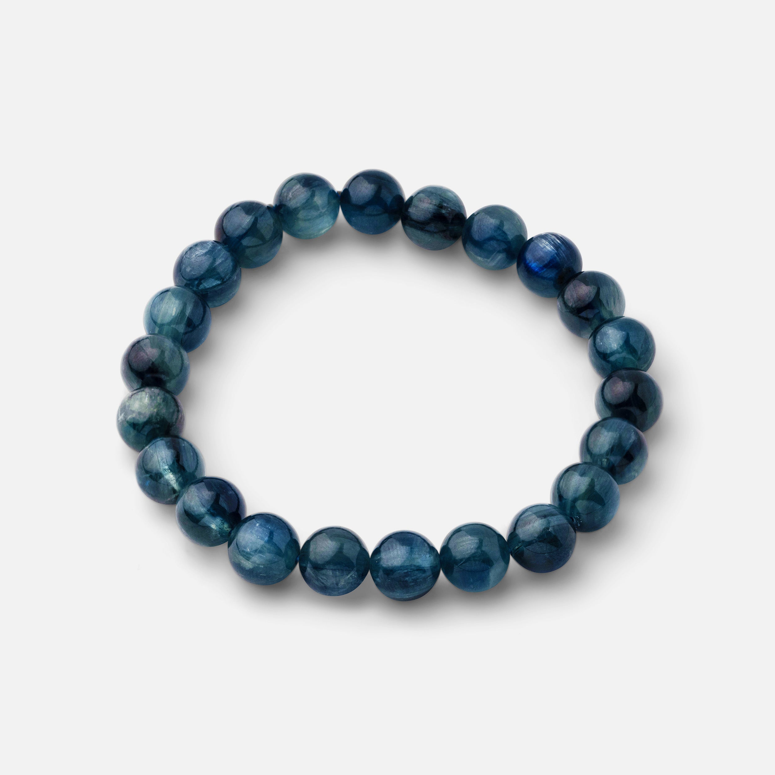 Rare blue kyanite bracelet with a lustrous finish, perfect for wearing on any special occasion.