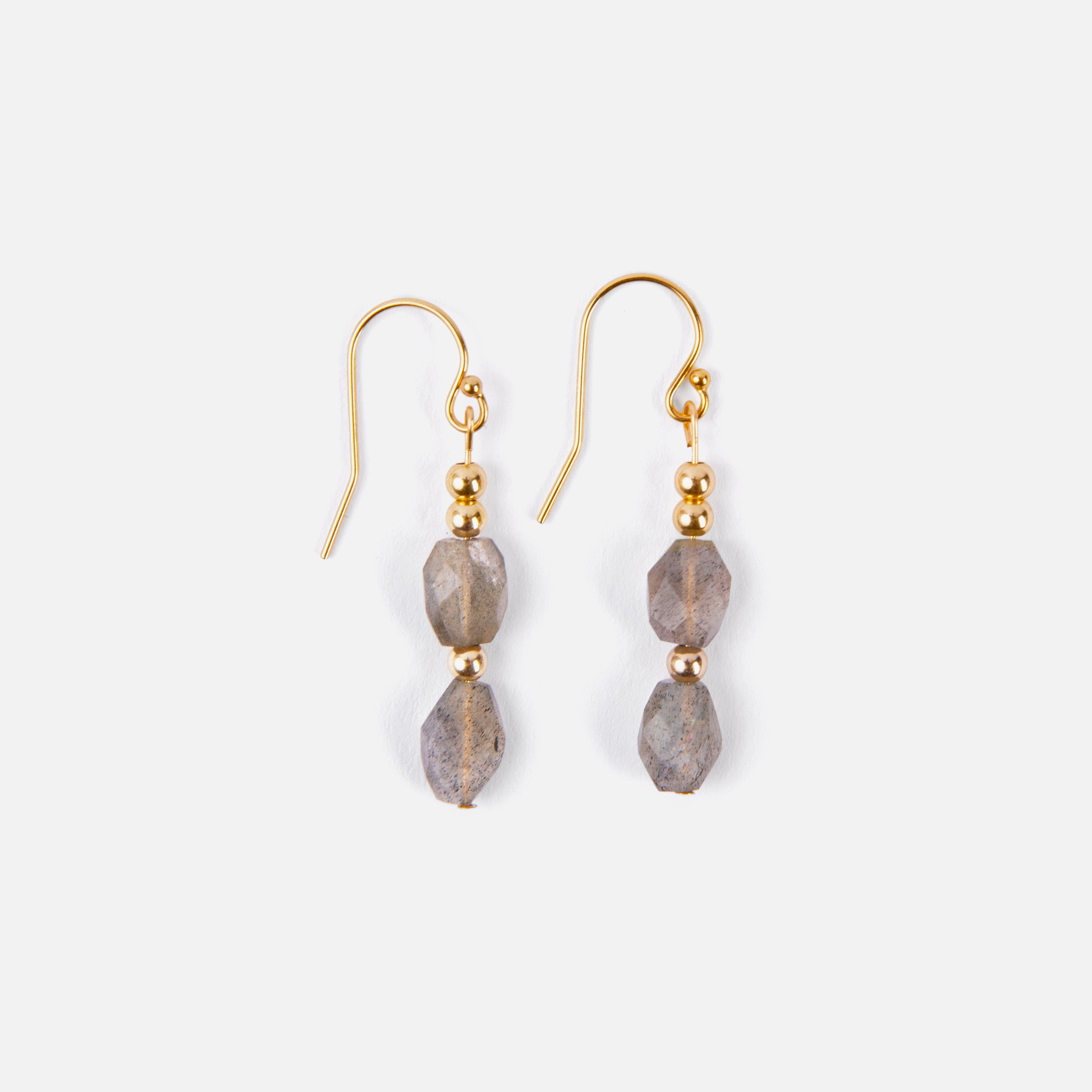 Stunning shimmering blue labradorite earrings, sophisticated and timeless, ideal for pairing with other gold necklaces.