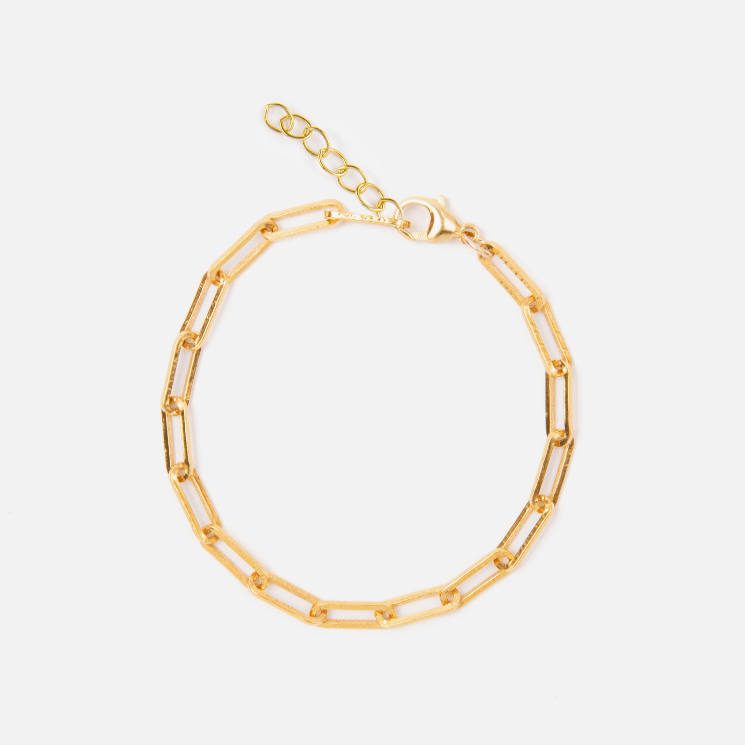 Chic paperclip chain bracelet with an extender chain, versatile for daily wear, perfect to wear alone or layered with other bracelets.