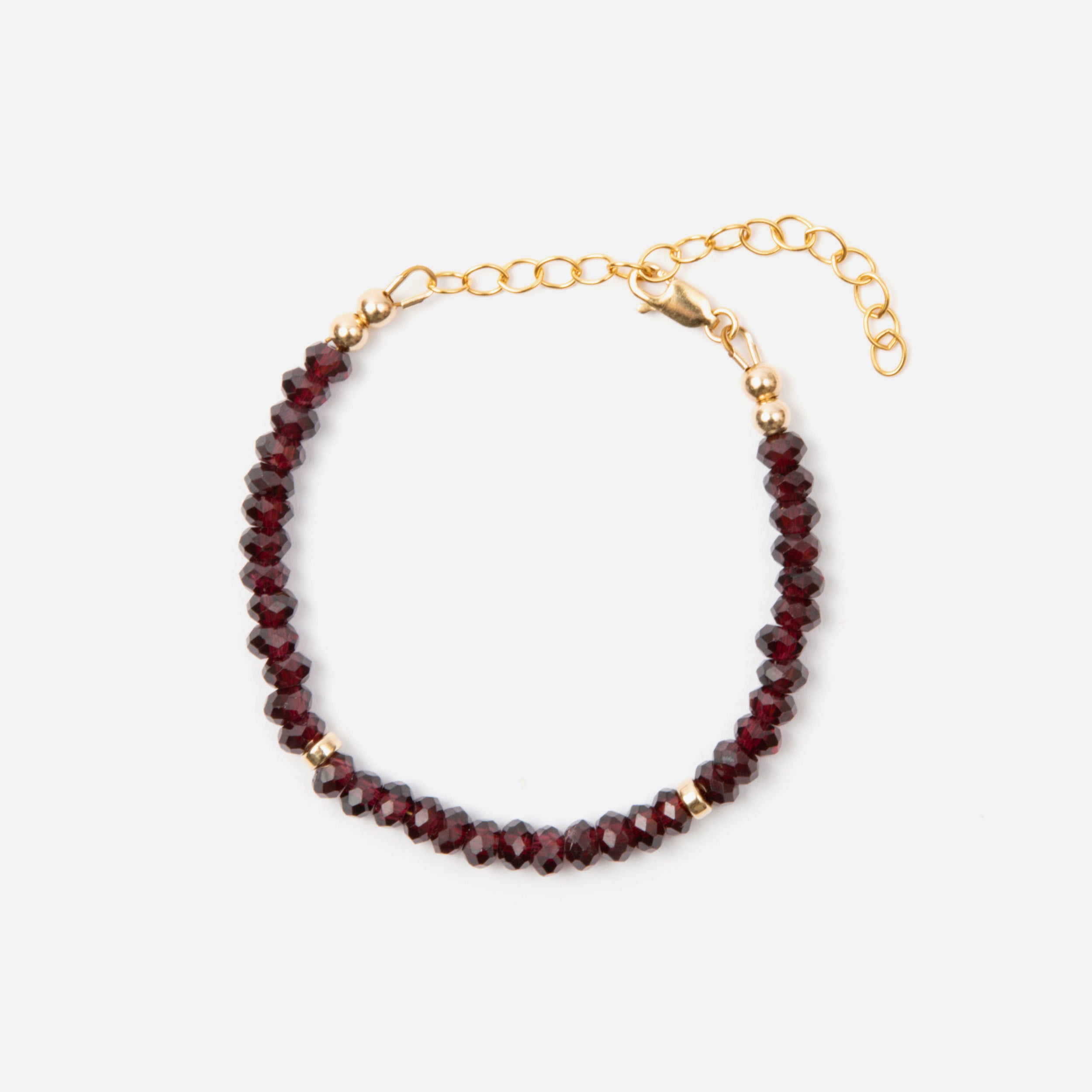 Distinctive blood red garnet bracelet adding a royal touch, perfect for wearing solo or stacked with other bracelets.