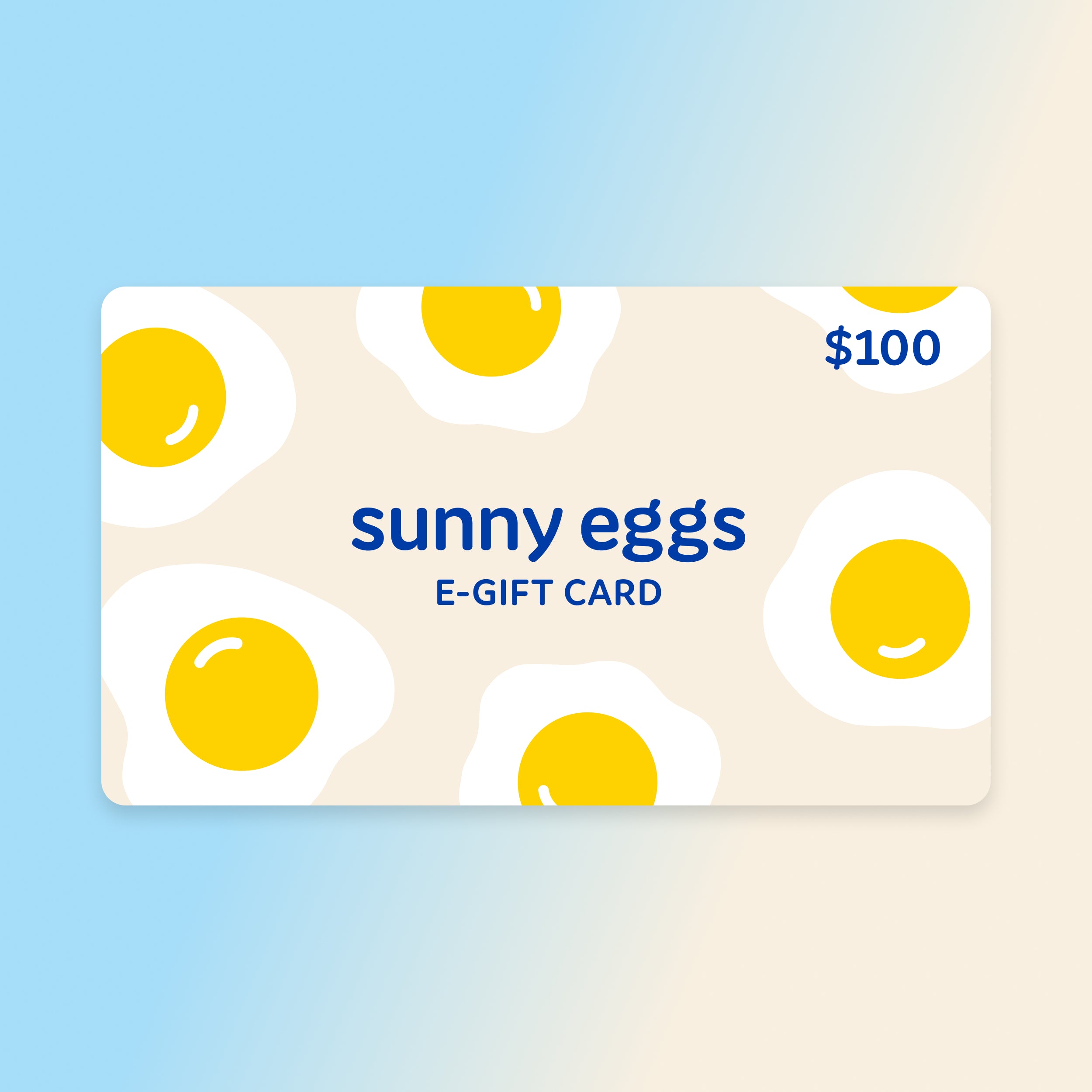 Sunny Eggs $100 gift card, the perfect gift to let friends and family choose from unique bracelets, pendants, and necklaces in our collections.